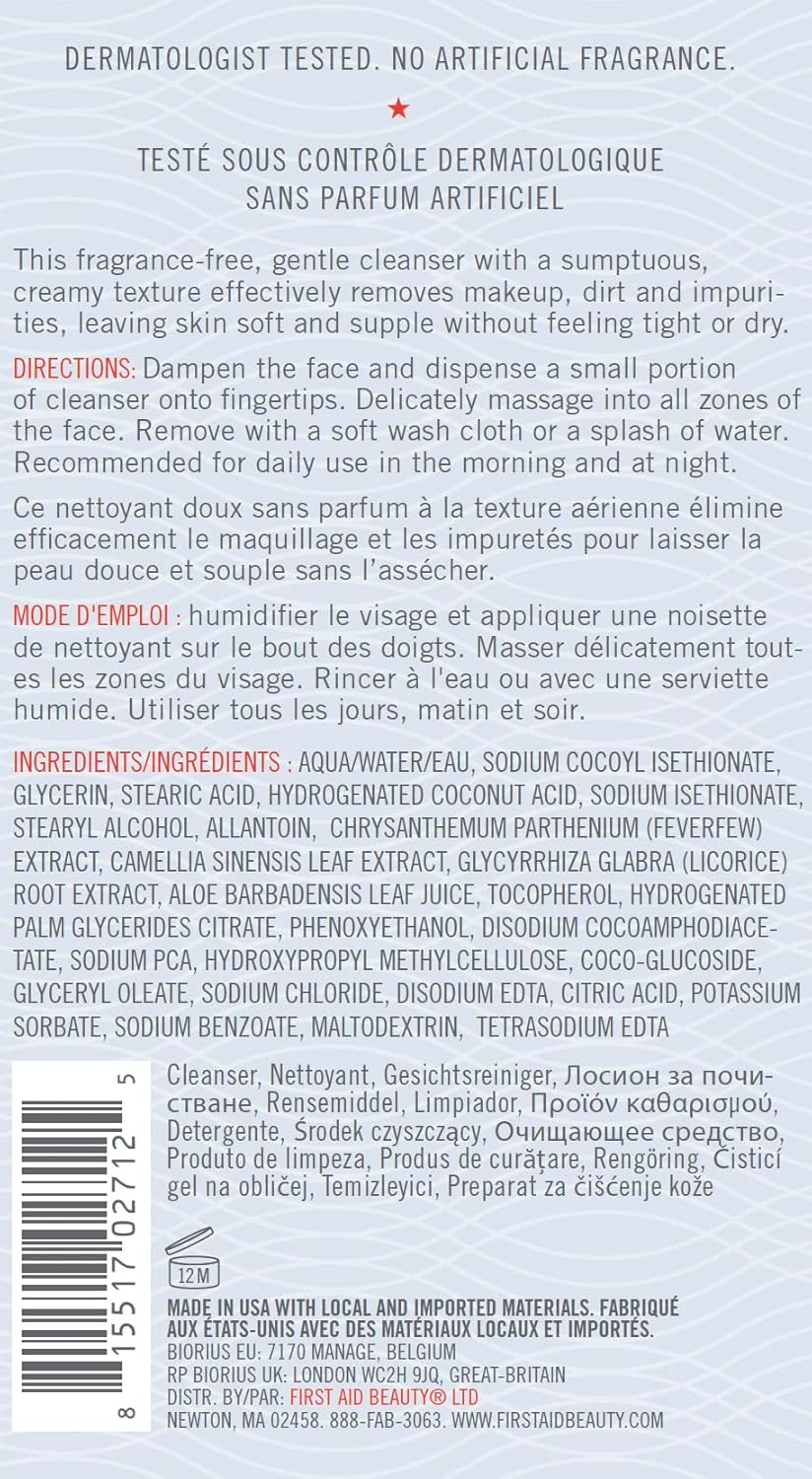 Pure Skin Face Cleanser, Sensitive Skin Cream Cleanser with Antioxidant Booster, 5 Oz.