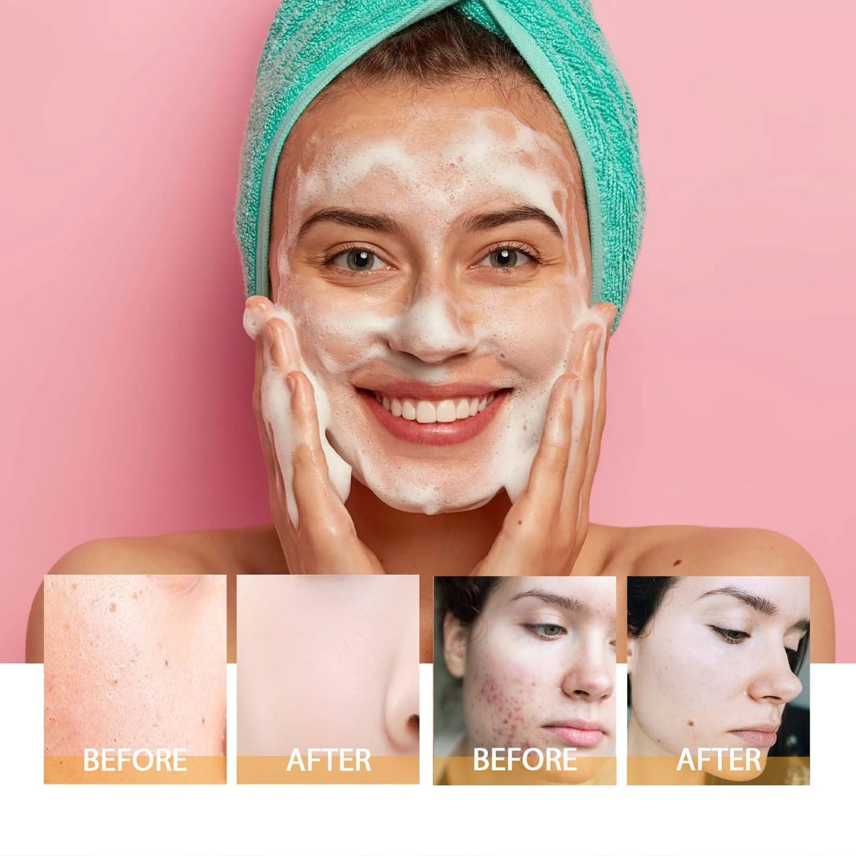 Turmeric Facial Cleanser,Foaming Face Wash,Turmeric Glow Wash,Deep Cleansing Face Cleanser with Brush (100Ml)